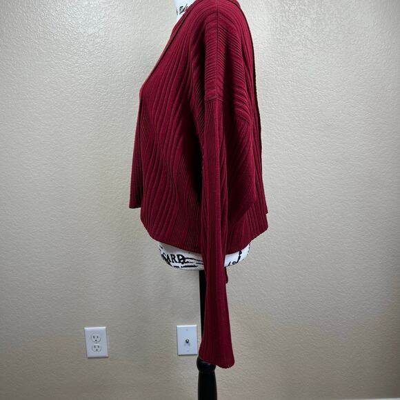 Wild fable Berry Red waffle knit crop longs leeve pullover tee size XXL college - Picture 13 of 14